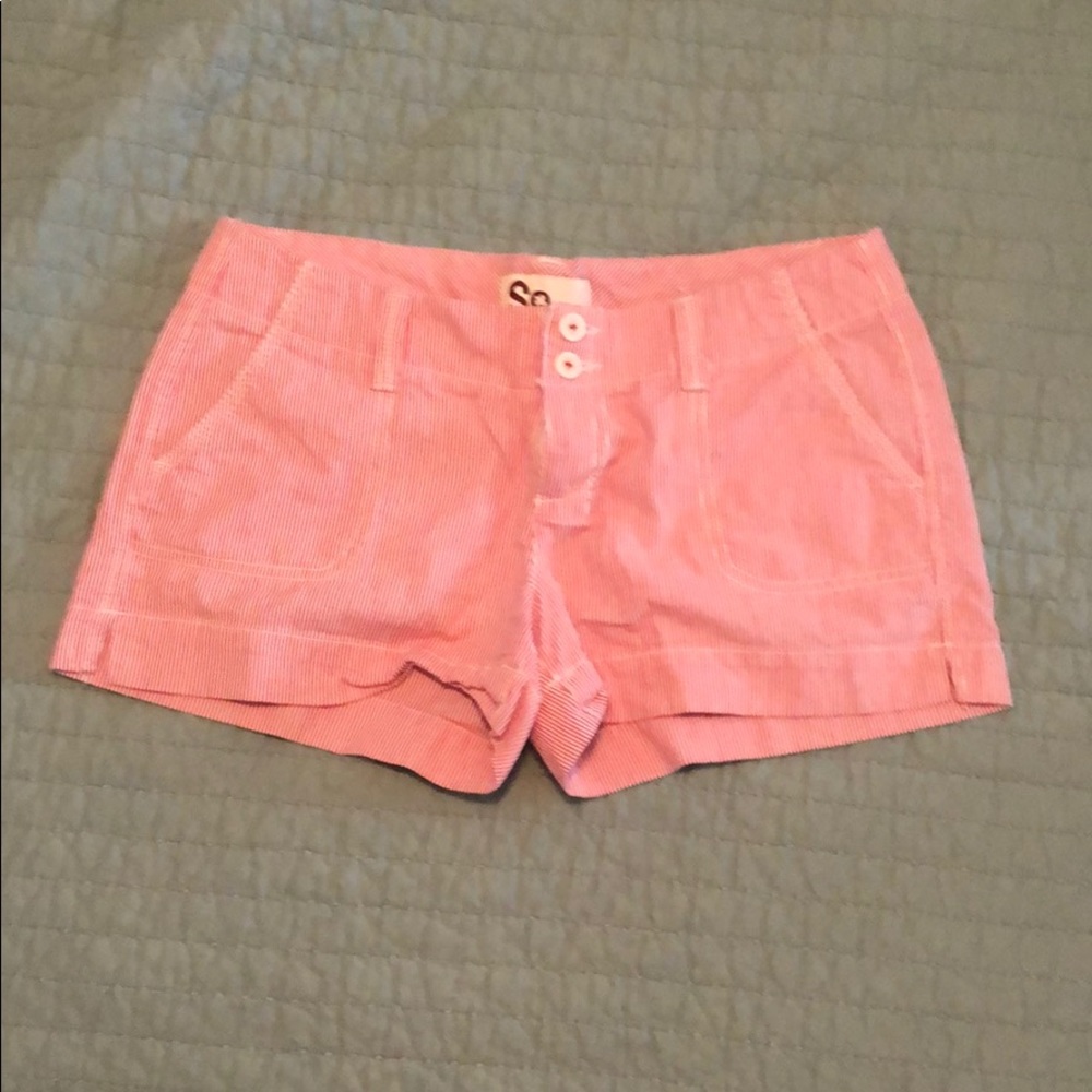 Red and white striped shorts